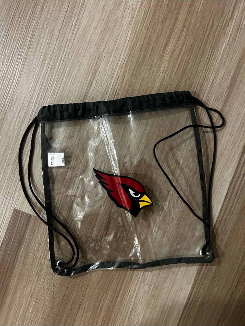 Clear Drawstring Stadium Bag with Red Cardinal Logo